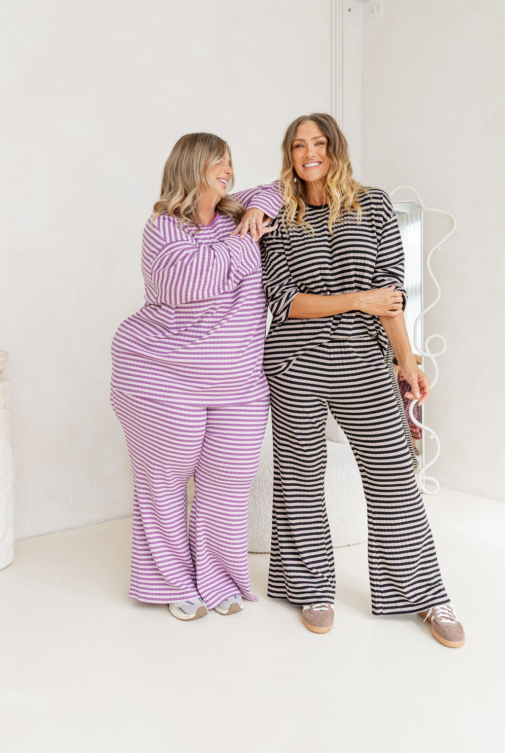 Henry Lounge Knit Pant in Purple/Lilac Stripe