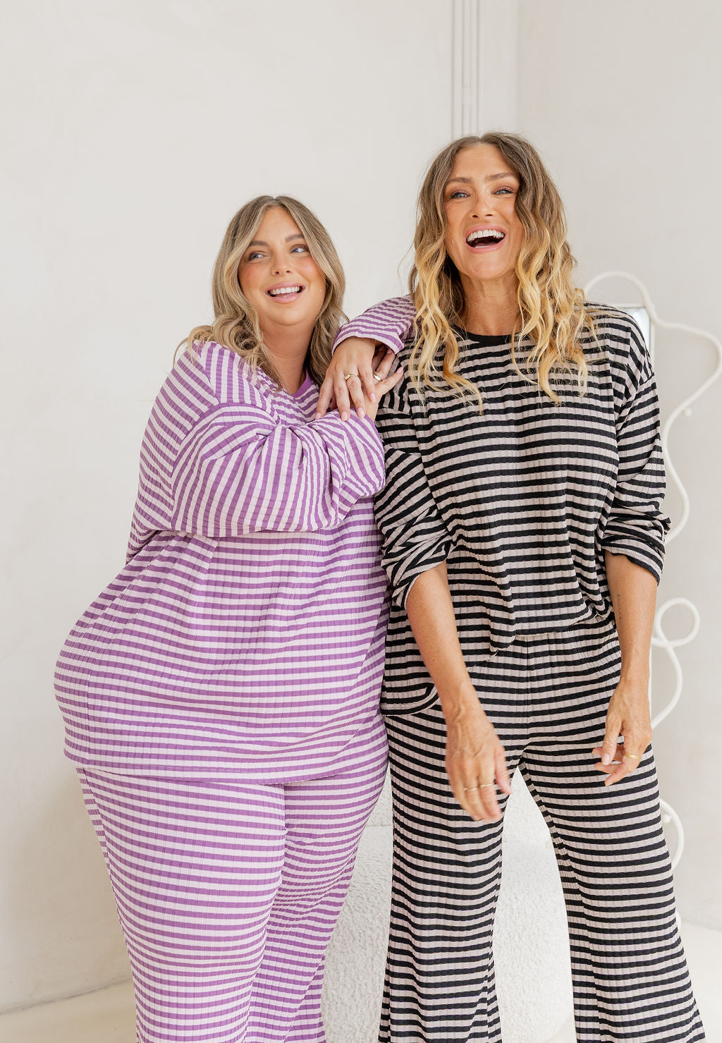 Henry Lounge Knit Top in Black/Grey Stripe