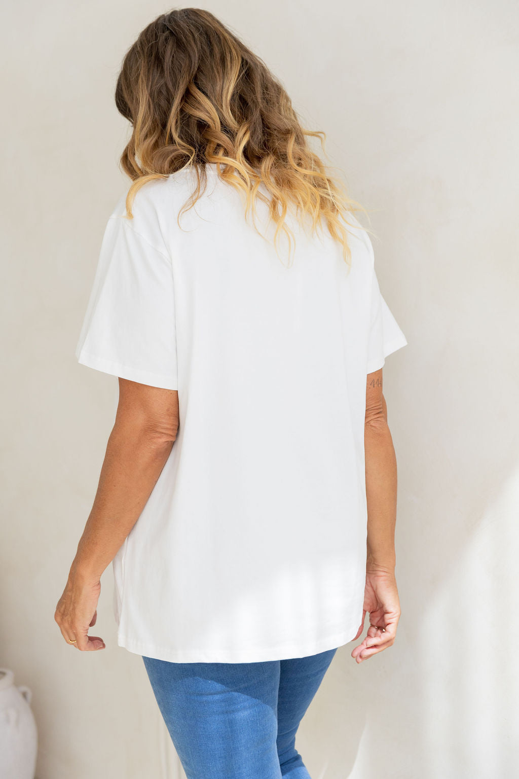 Relaxed V-Neck Tee in White