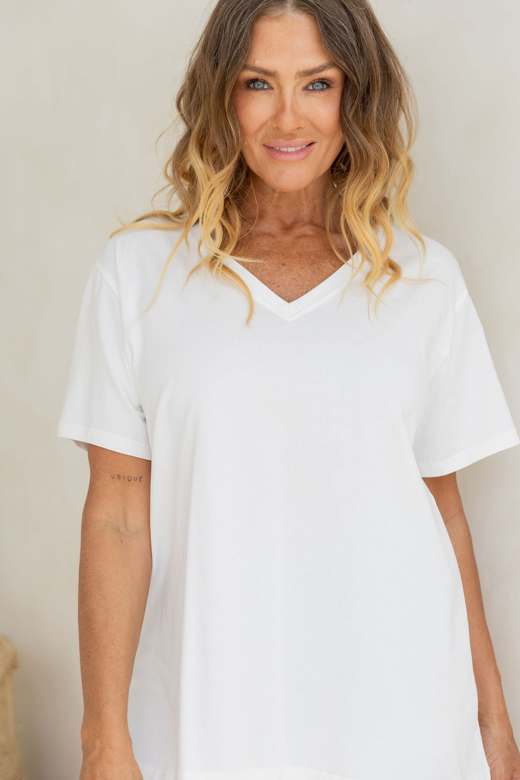 Relaxed V-Neck Tee in White