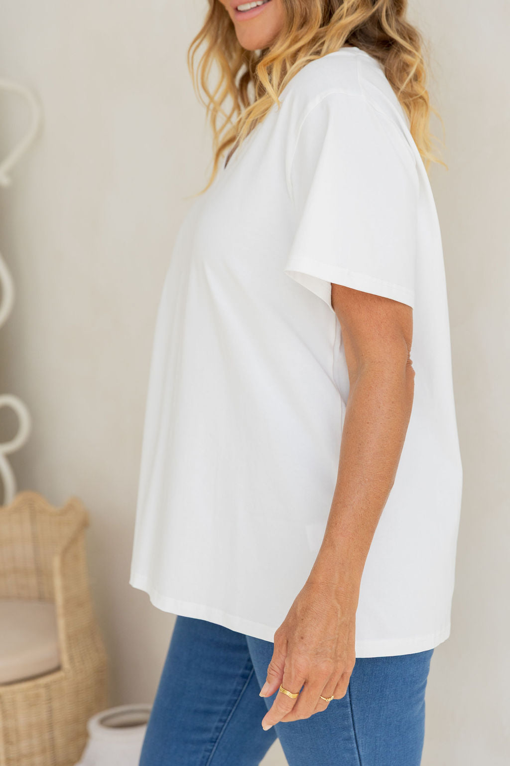 Relaxed V-Neck Tee in White