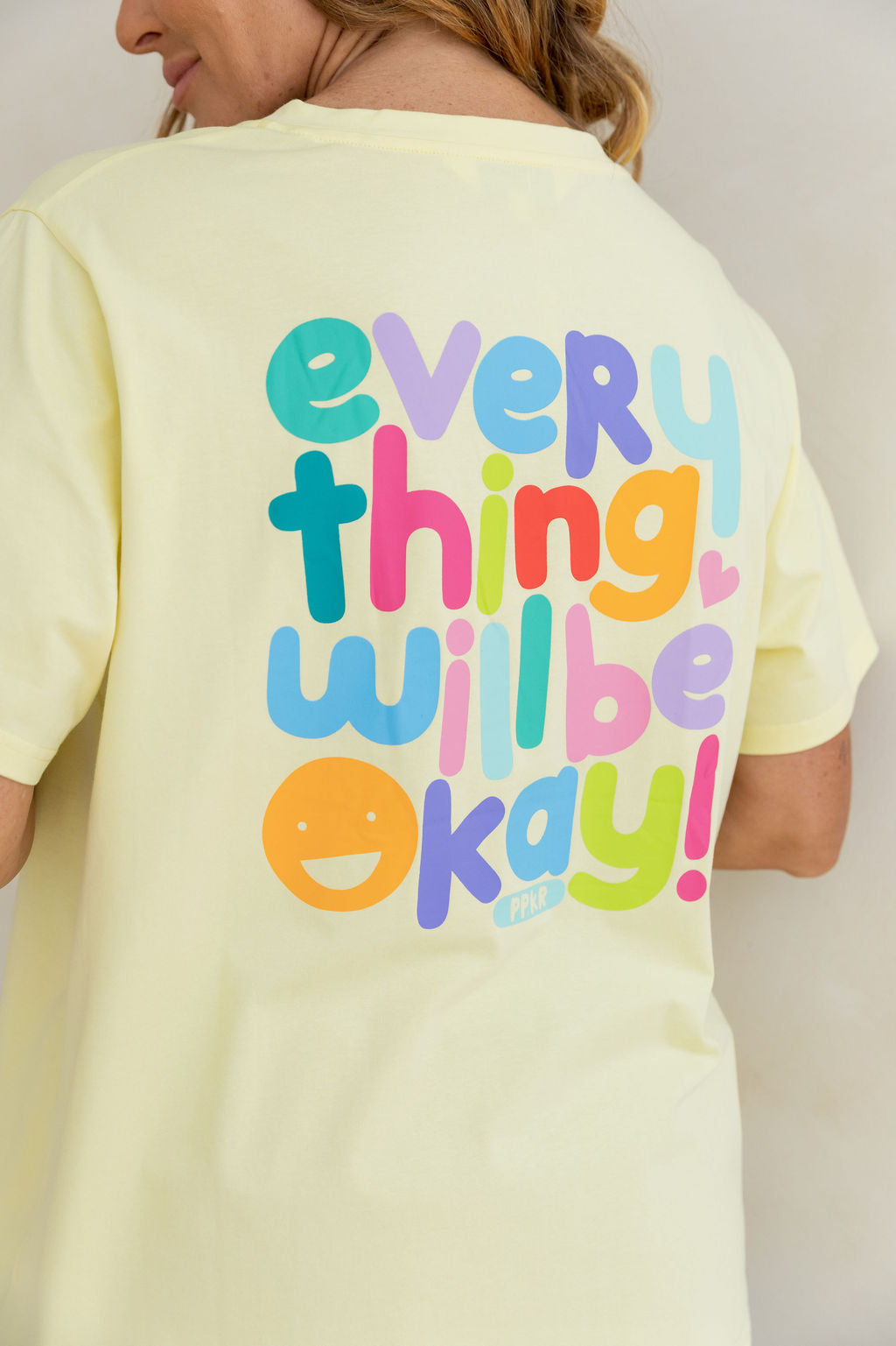 Della Relaxed V-Tee in Be Okay Lemon by Kasey Rainbow