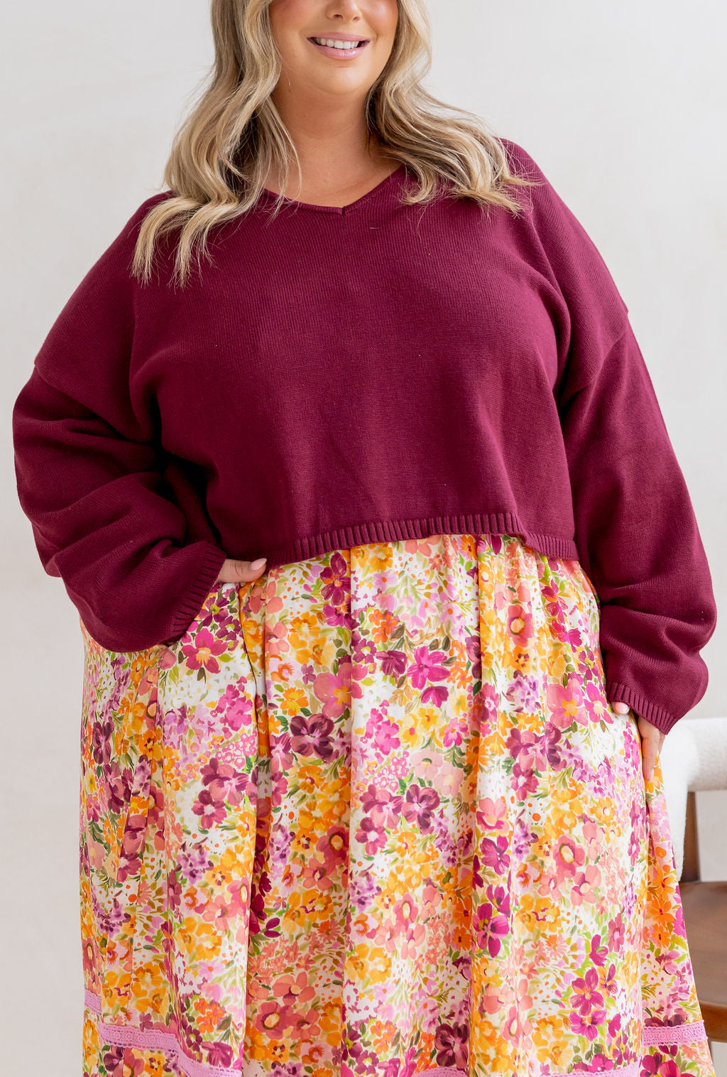Blakely Crop Knit in Burgundy