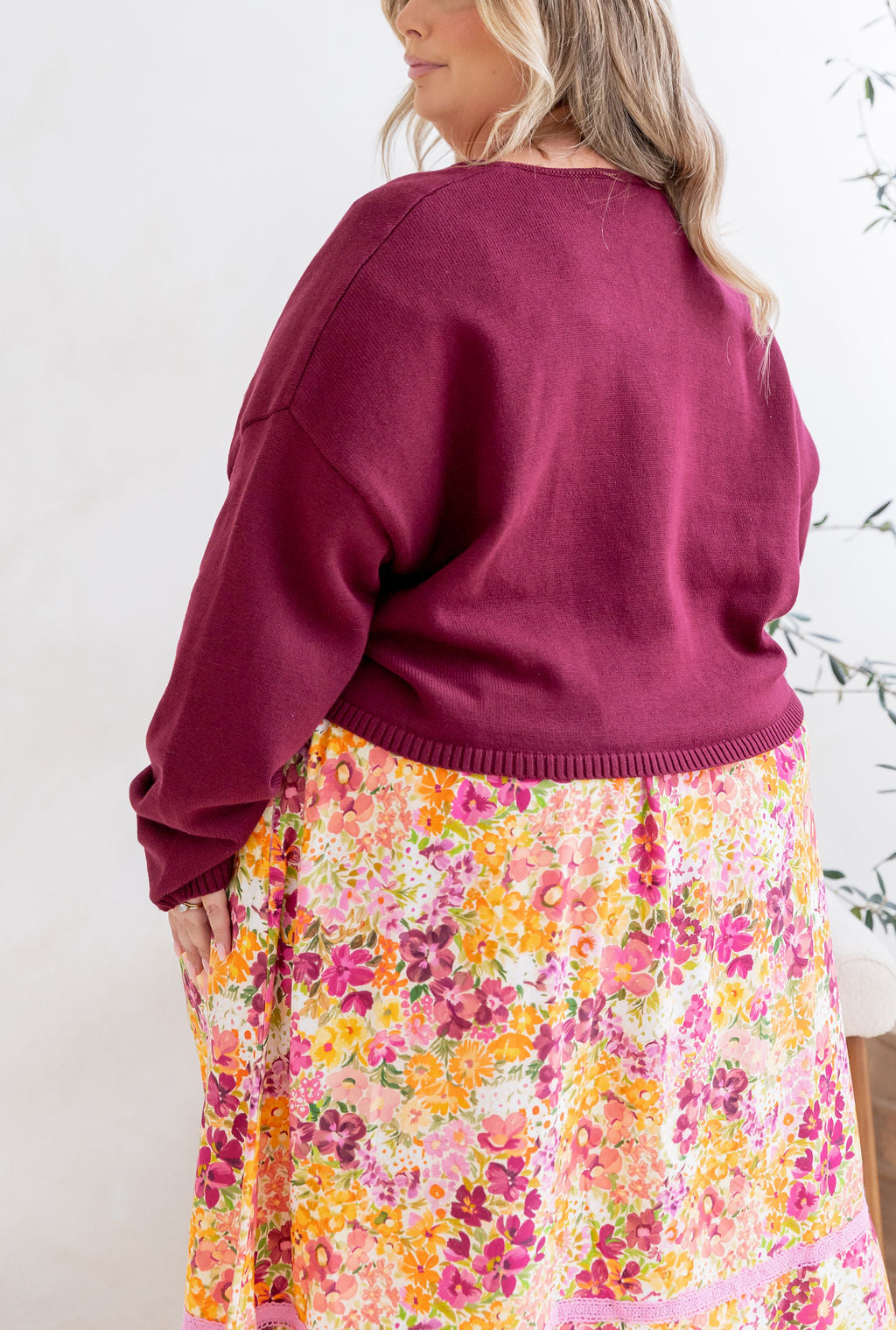 Blakely Crop Knit in Burgundy