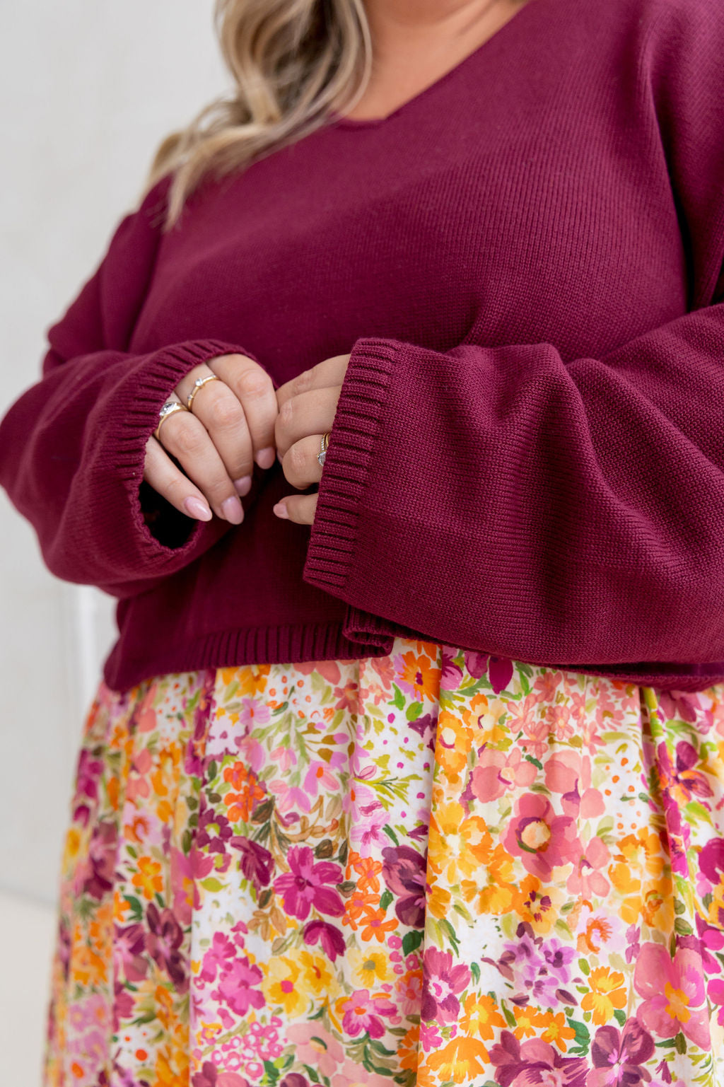 Blakely Crop Knit in Burgundy