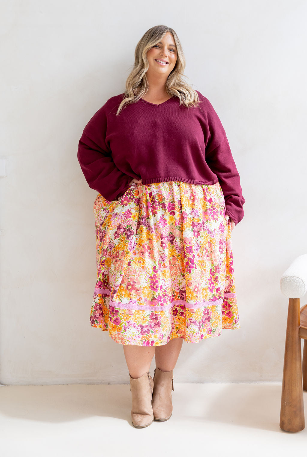 Blakely Crop Knit in Burgundy