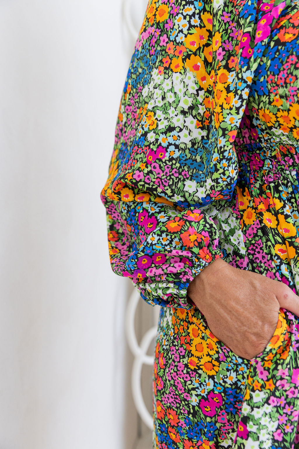 Long Sleeve Amberly Midi Dress in Flower Field Dawn