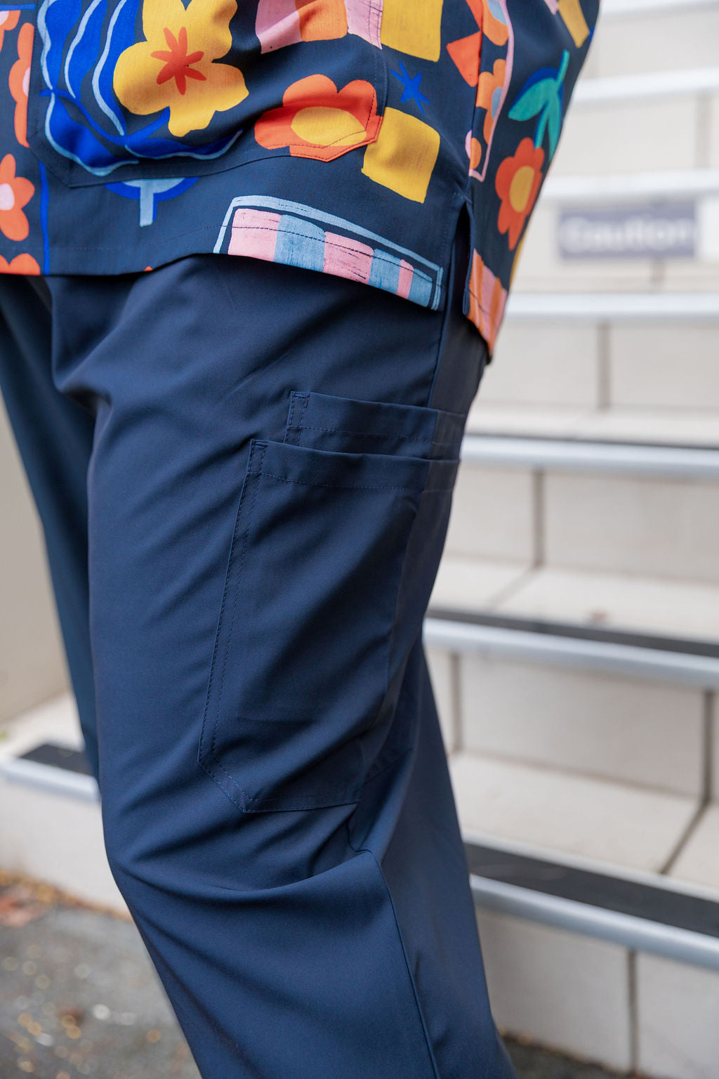 Jazz Scrubs in Checkerboard Petals Navy