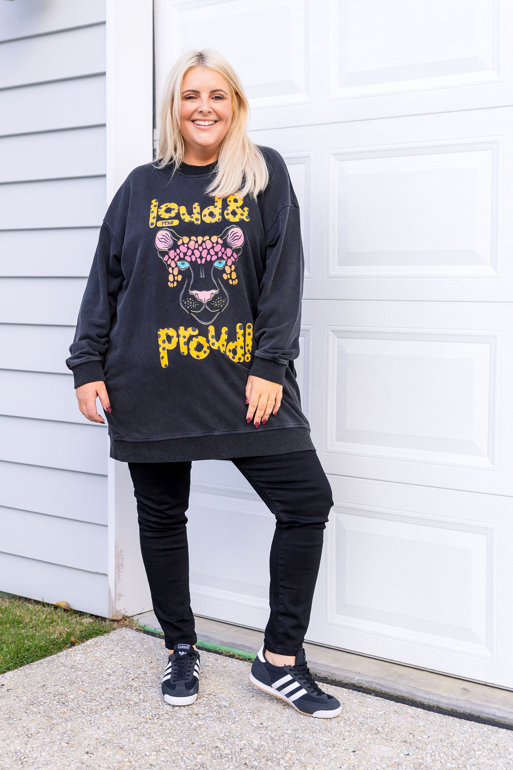 Evan Longline Sweatshirt in Loud Black Acid Wash by Kasey Rainbow