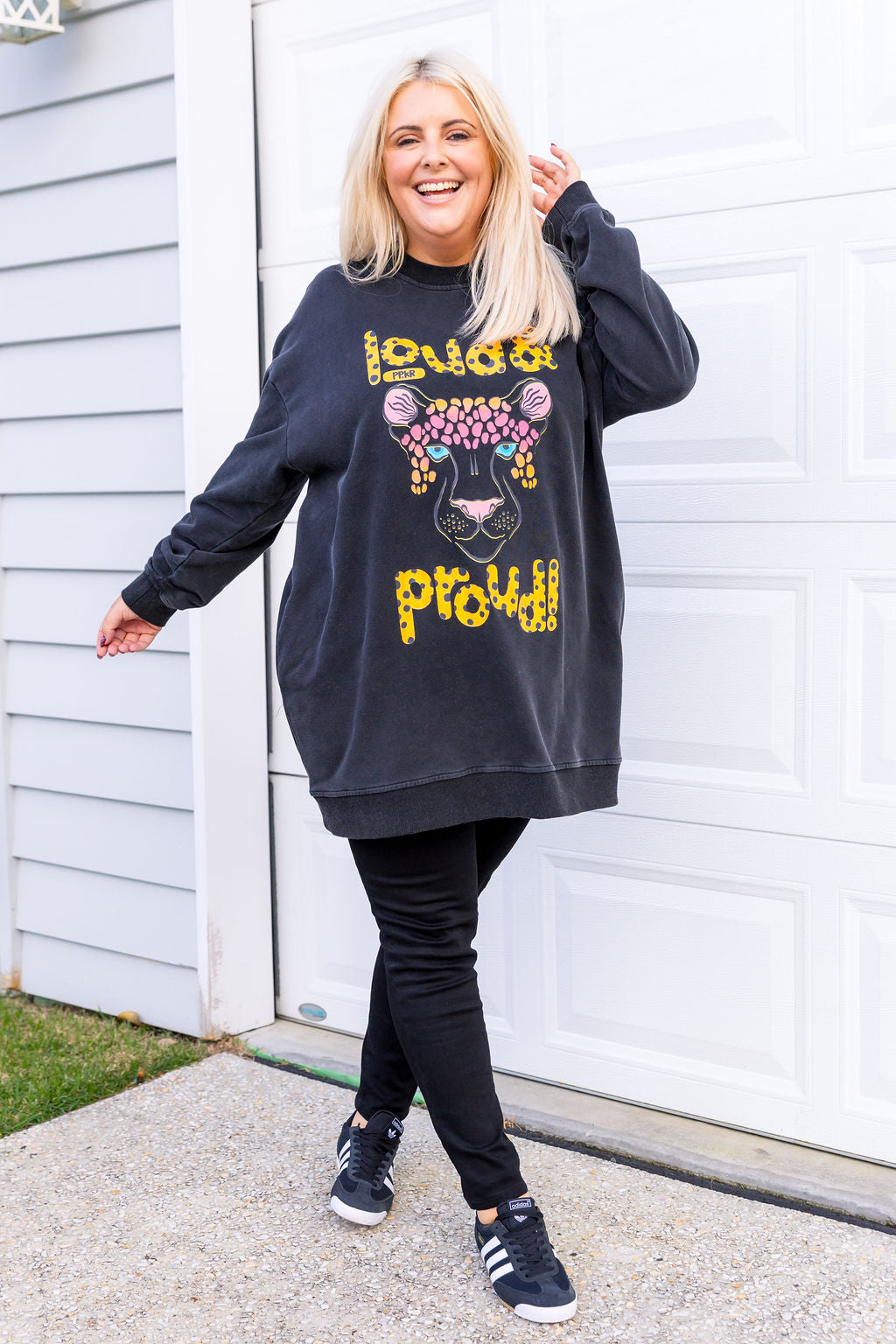 Evan Longline Sweatshirt in Loud Black Acid Wash by Kasey Rainbow