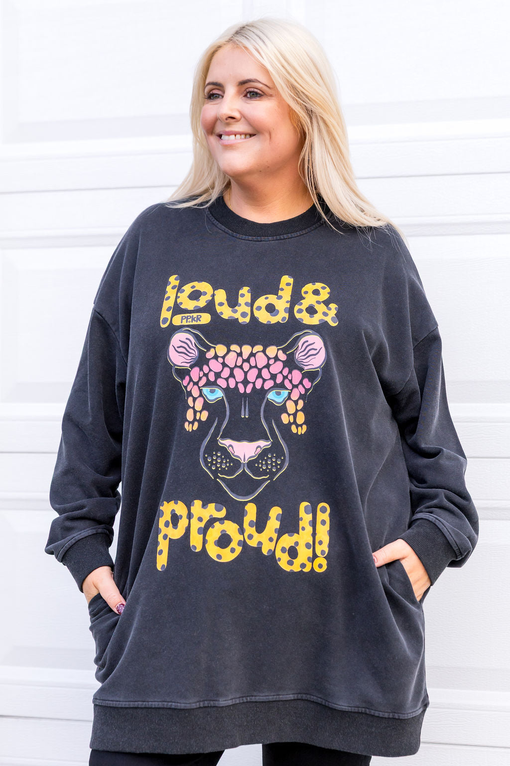Evan Longline Sweatshirt in Loud Black Acid Wash by Kasey Rainbow