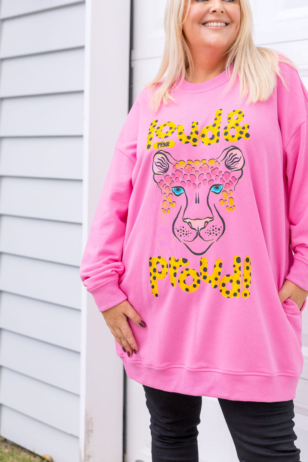 Evan Longline Sweatshirt in Loud Pink by Kasey Rainbow