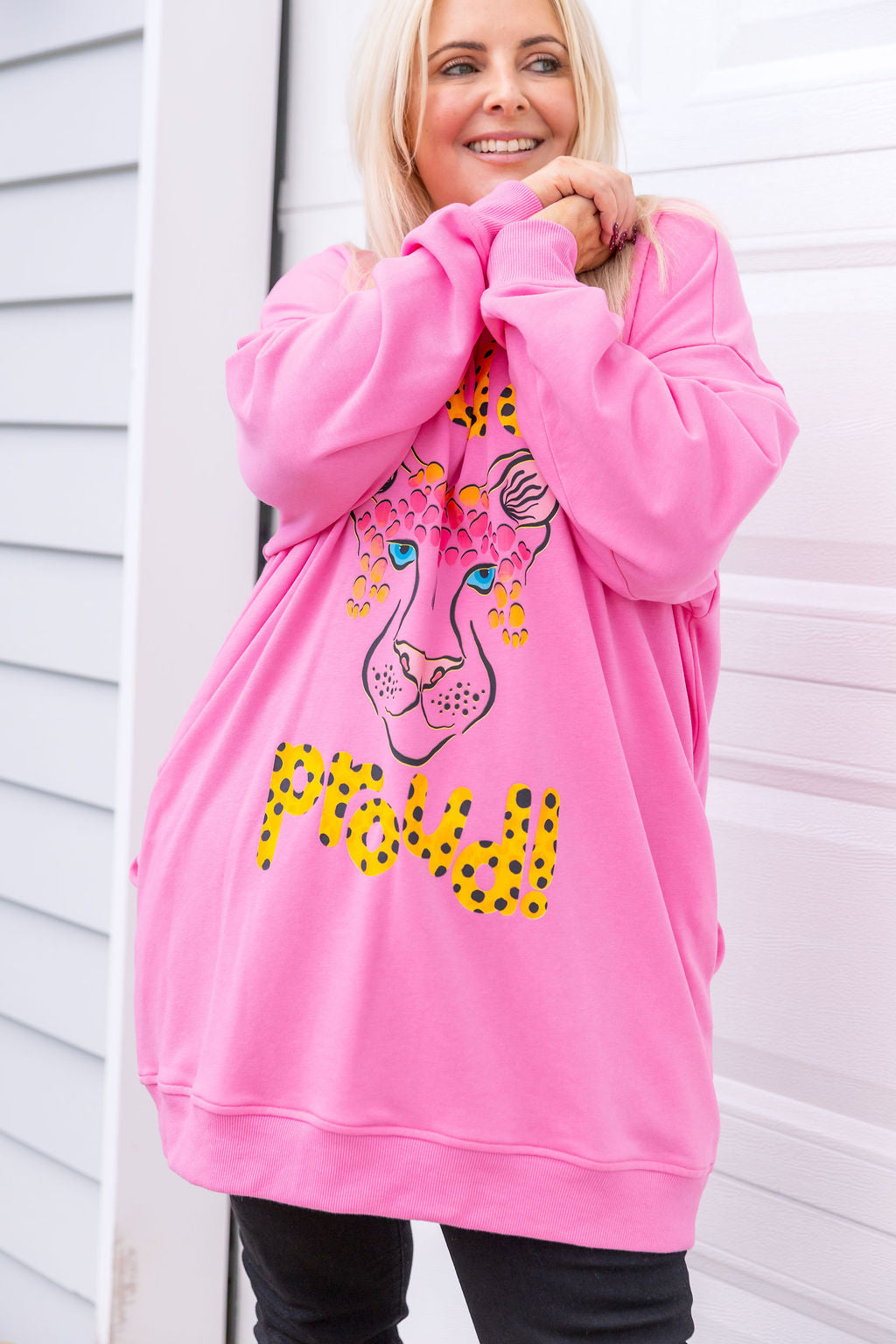 Evan Longline Sweatshirt in Loud Pink by Kasey Rainbow