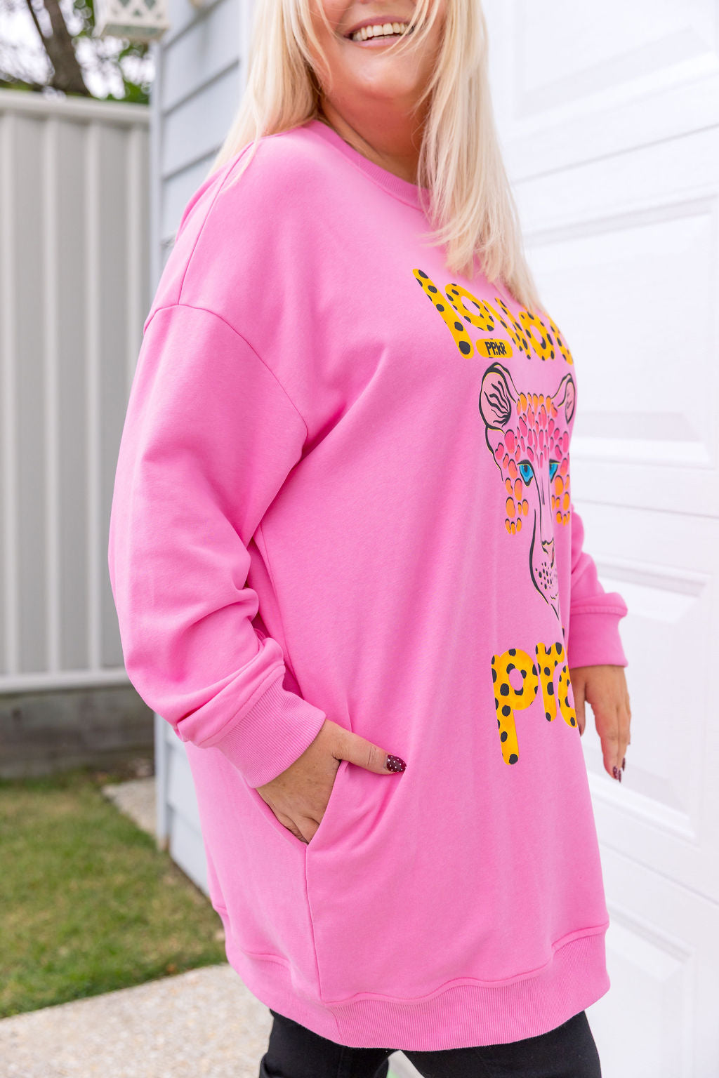 Evan Longline Sweatshirt in Loud Pink by Kasey Rainbow