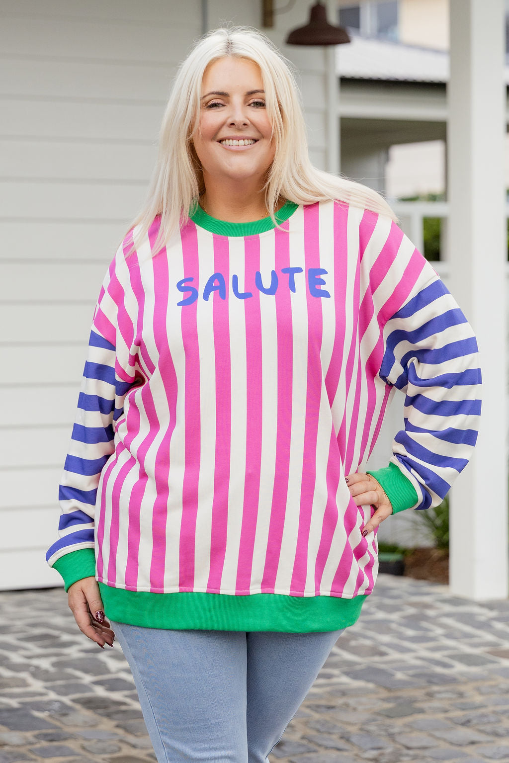 Evan Sweatshirt in Salute Stripes