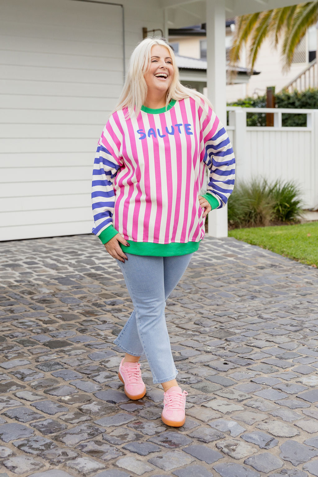 Evan Sweatshirt in Salute Stripes