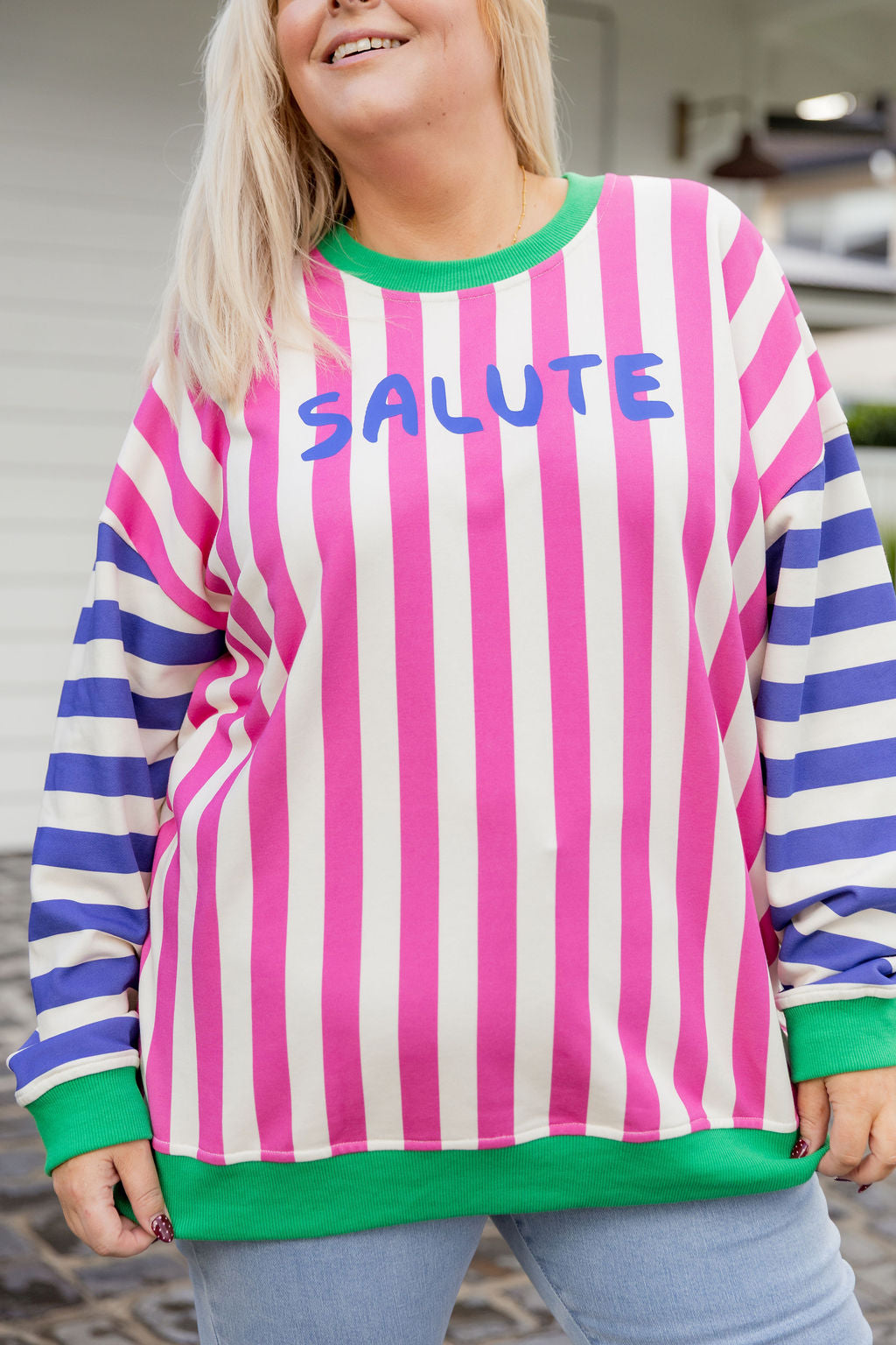 Evan Sweatshirt in Salute Stripes