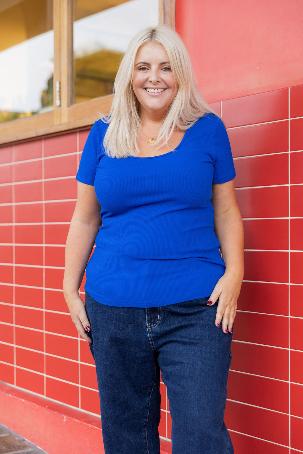 Billi Rib Tee in Cobalt