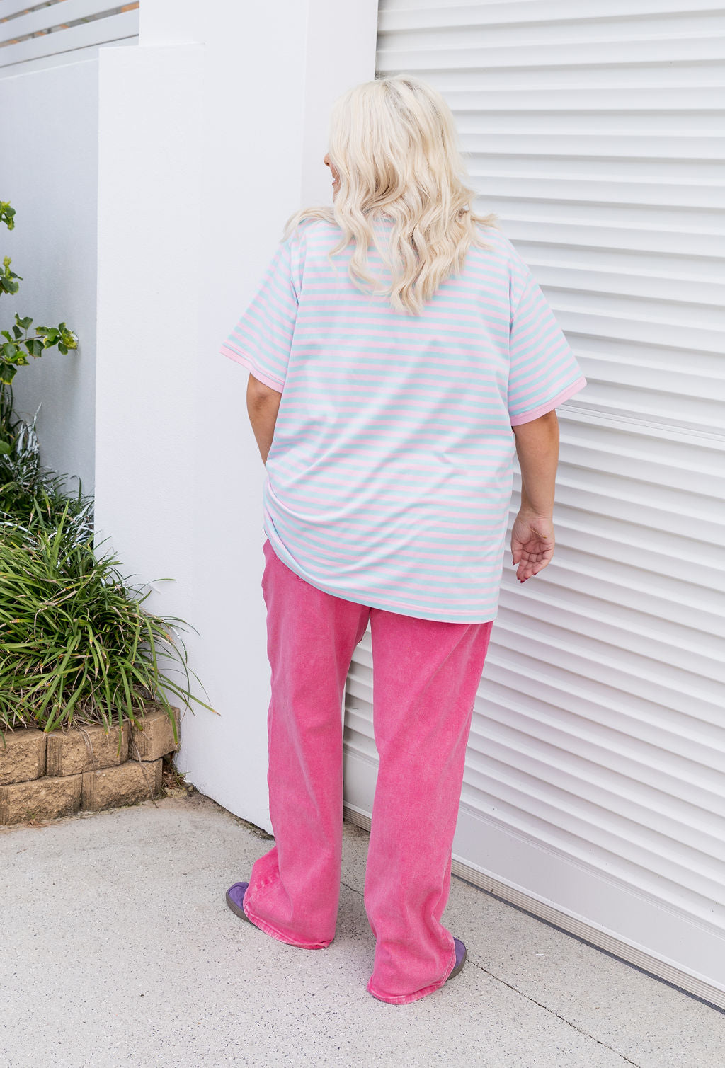 Striped Tee in Blue/Lilac
