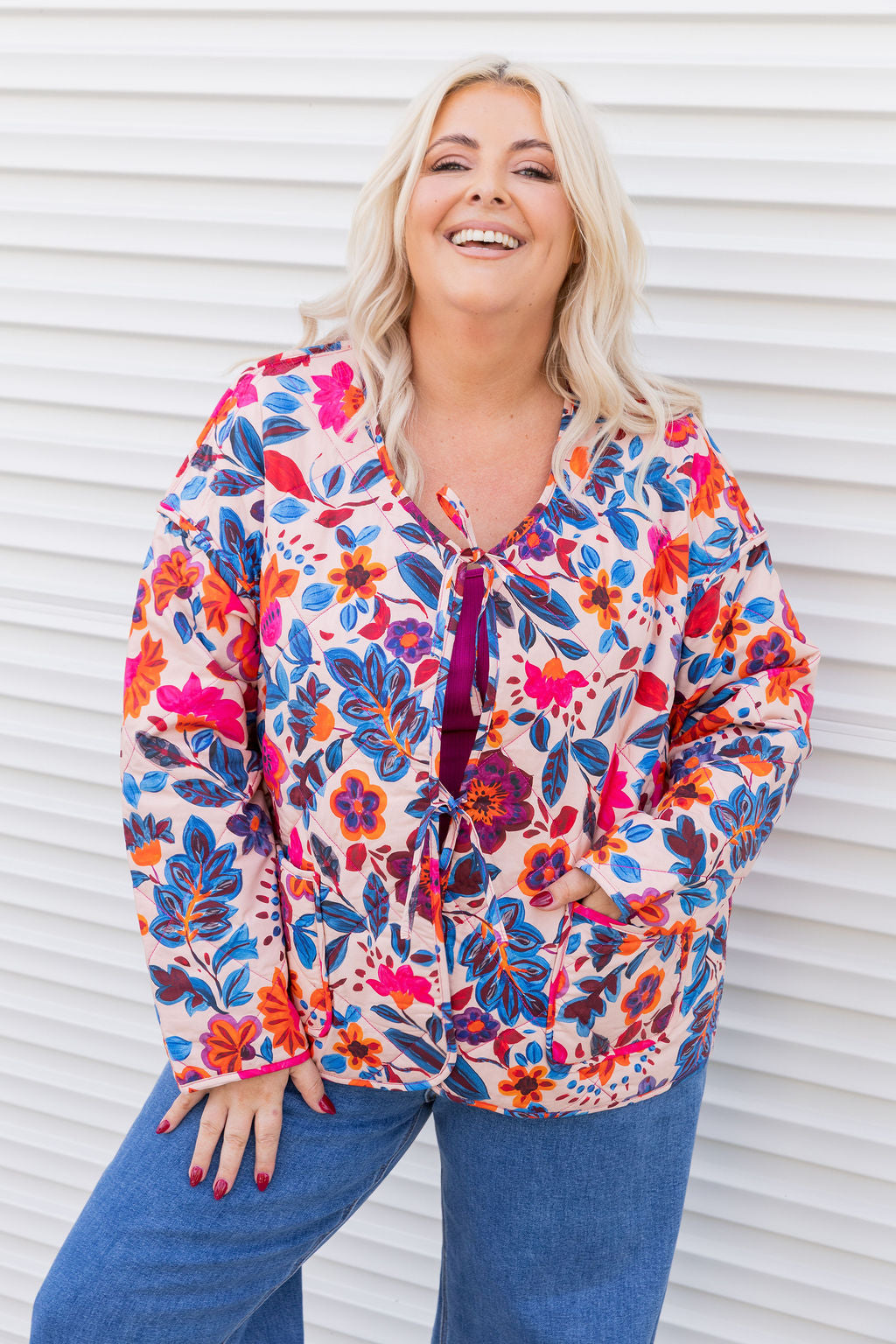 Deja Reversible Jacket in Jardin/Deep Magenta