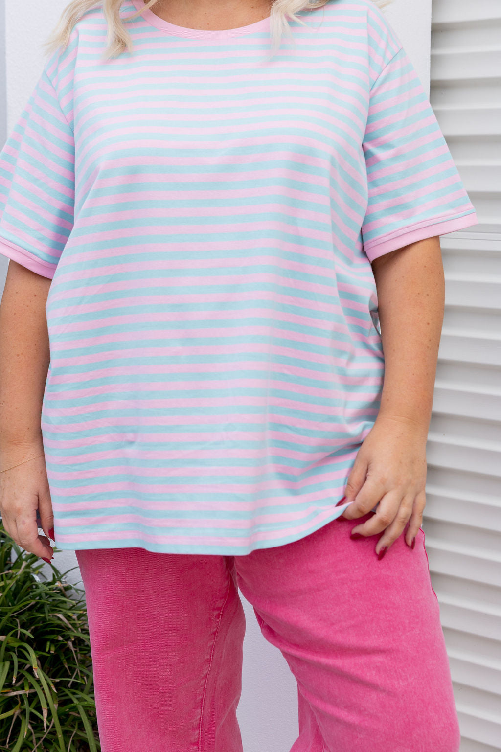 Striped Tee in Blue/Lilac