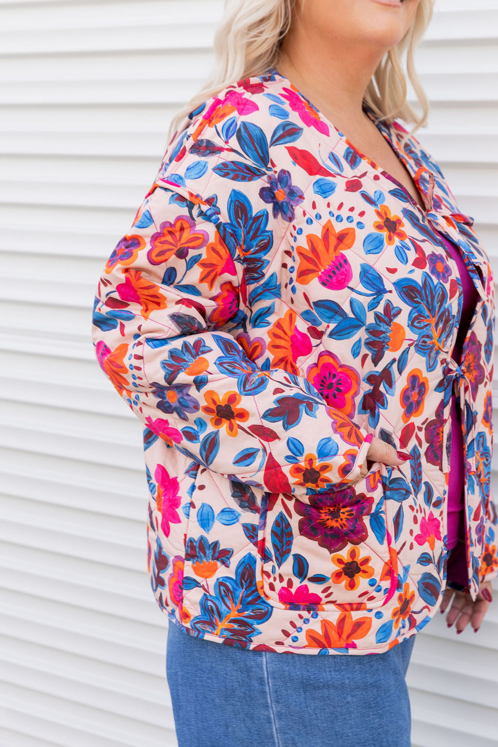 Deja Reversible Jacket in Jardin/Deep Magenta
