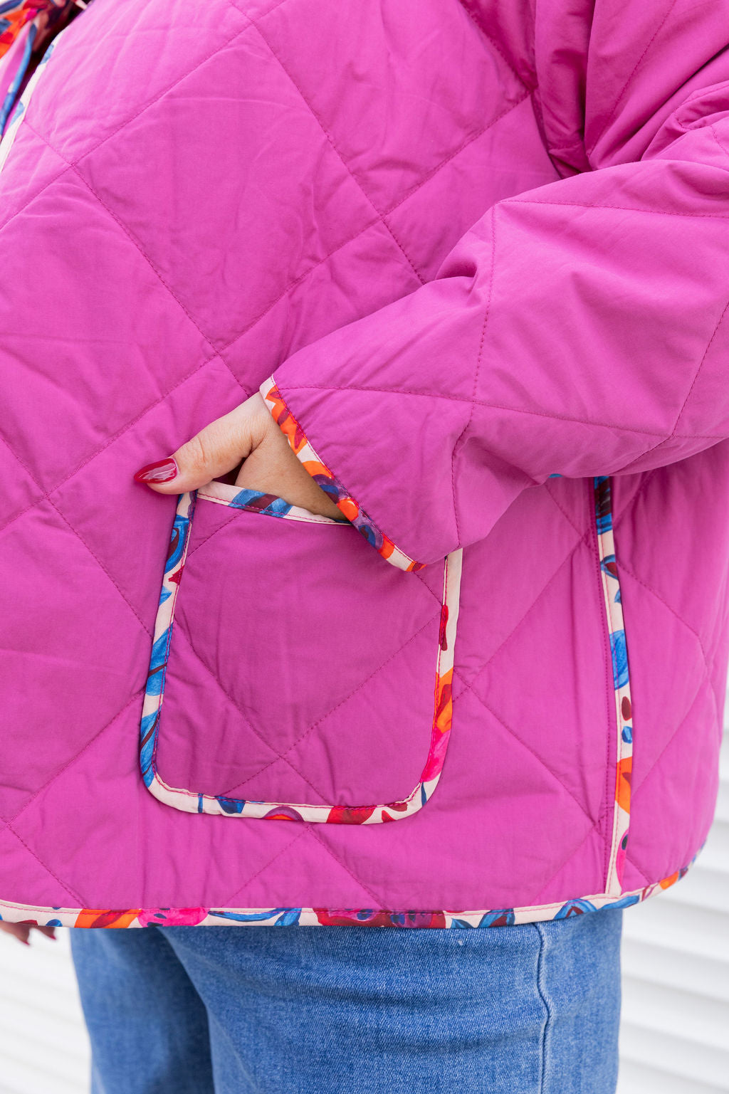 Deja Reversible Jacket in Jardin/Deep Magenta