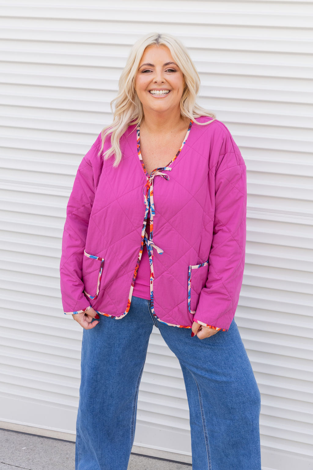 Deja Reversible Jacket in Jardin/Deep Magenta