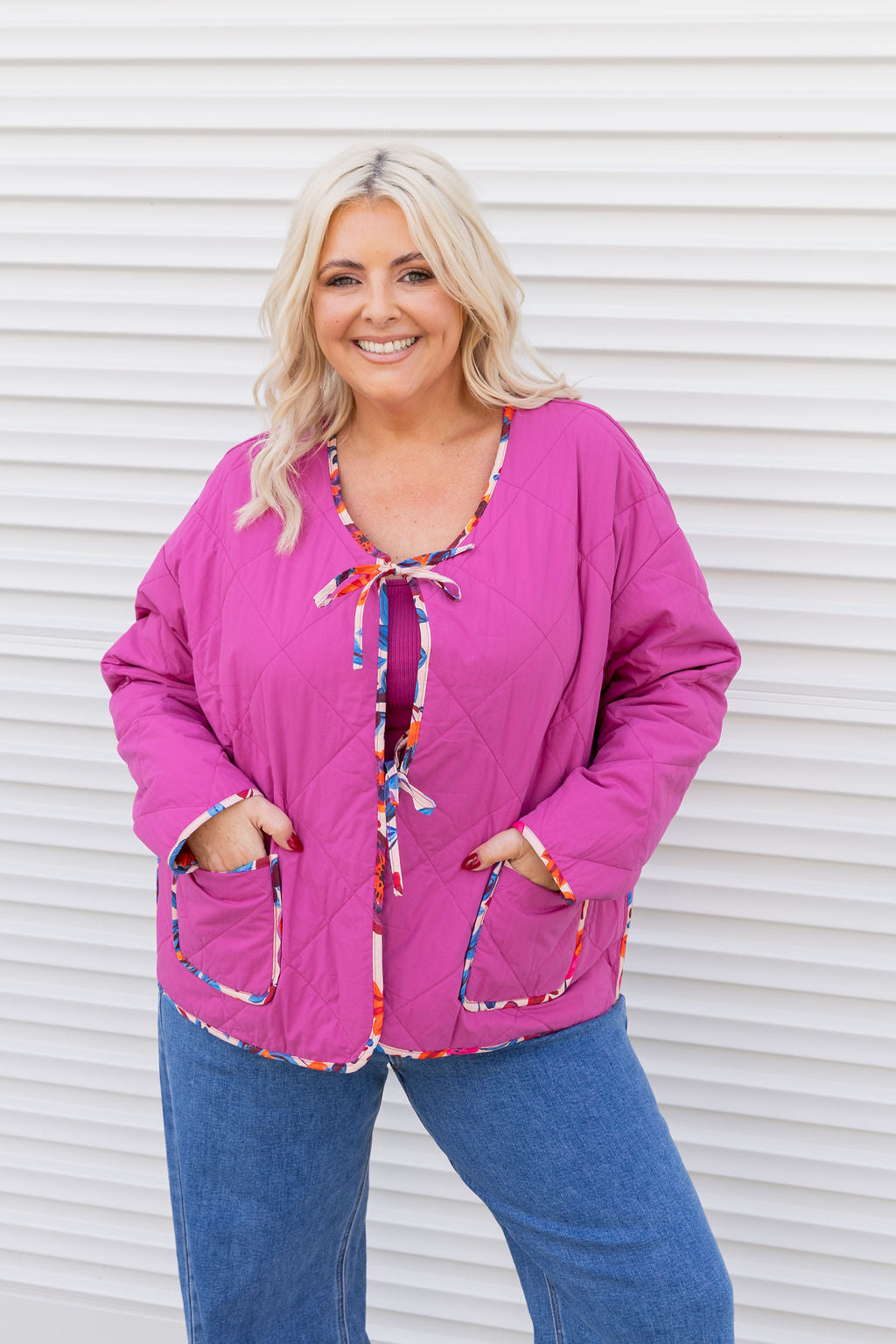 Deja Reversible Jacket in Jardin/Deep Magenta