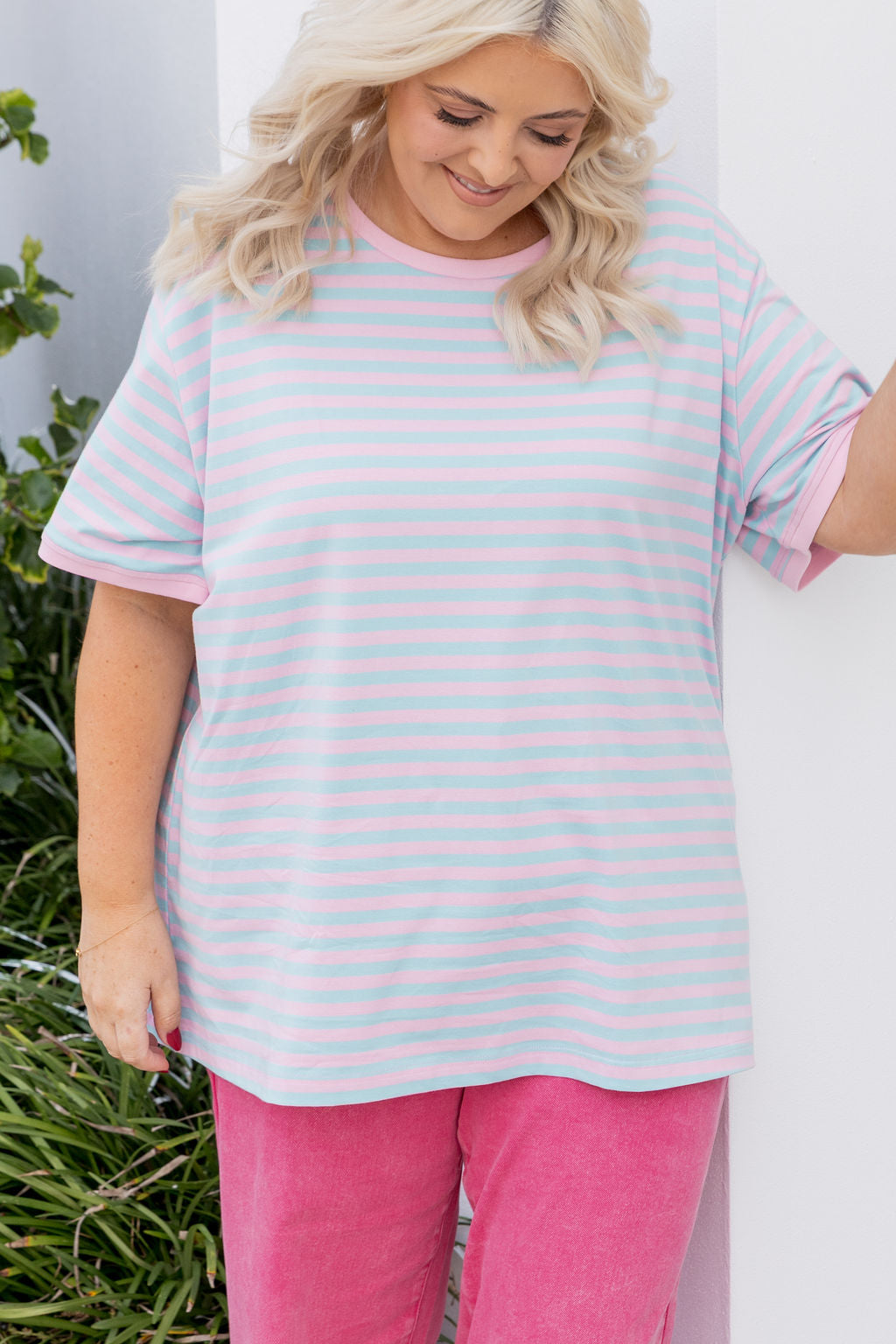 Striped Tee in Blue/Lilac
