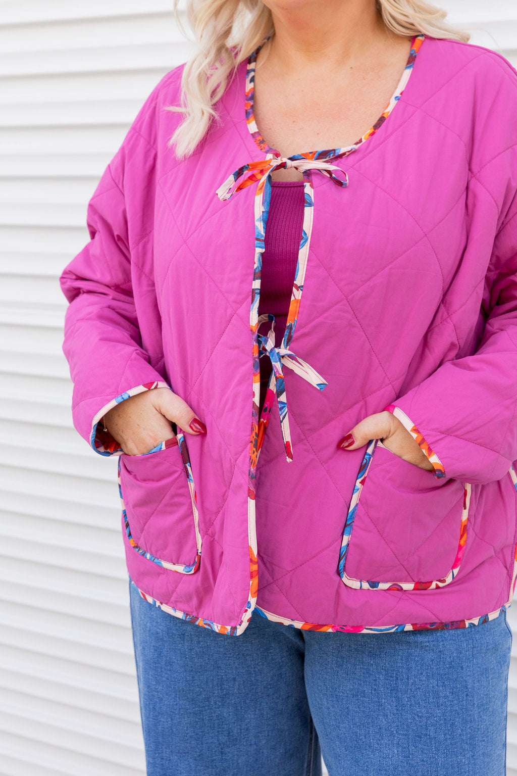 Deja Reversible Jacket in Jardin/Deep Magenta