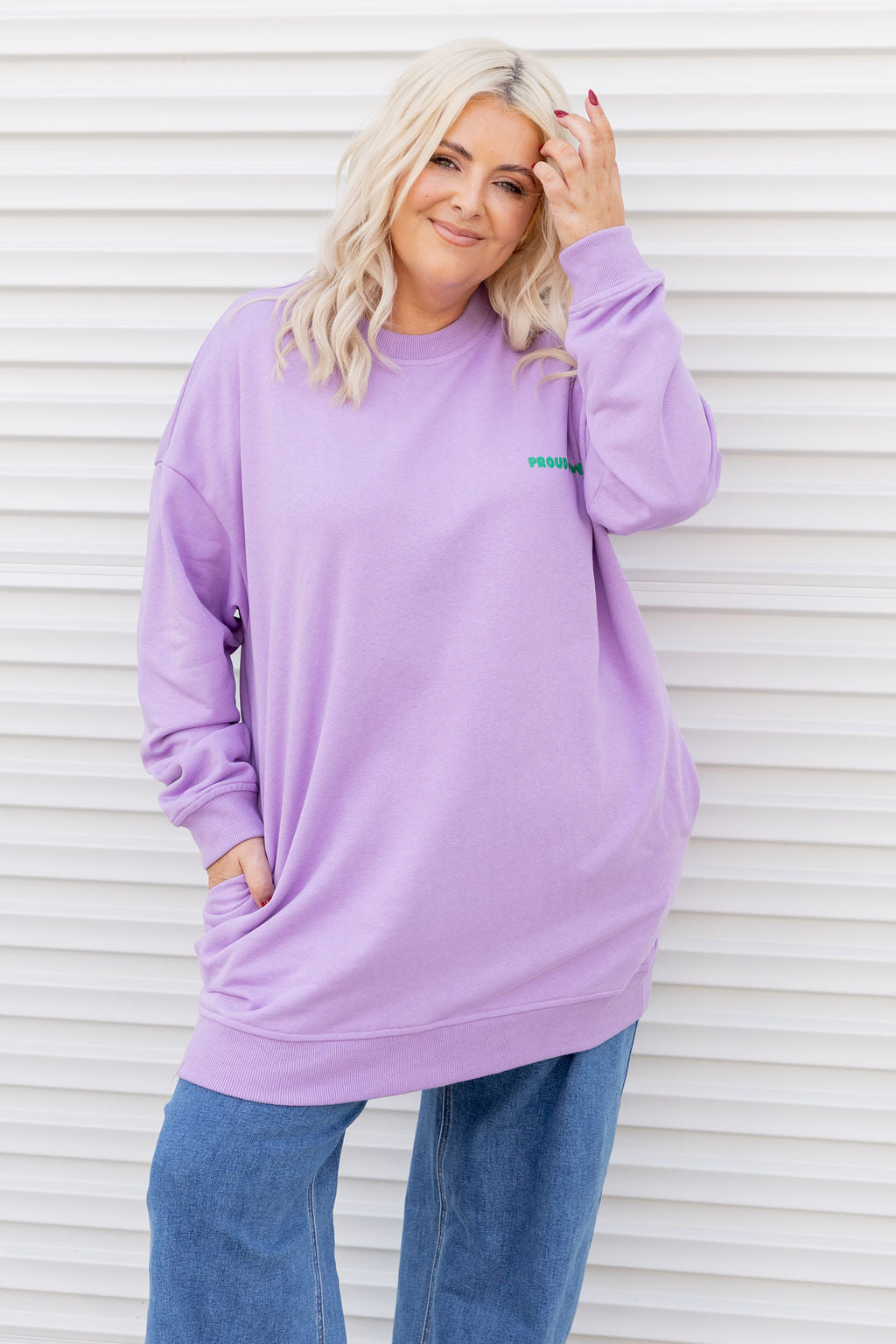 Evan Longline Sweatshirt in Good Vibes Lilac
