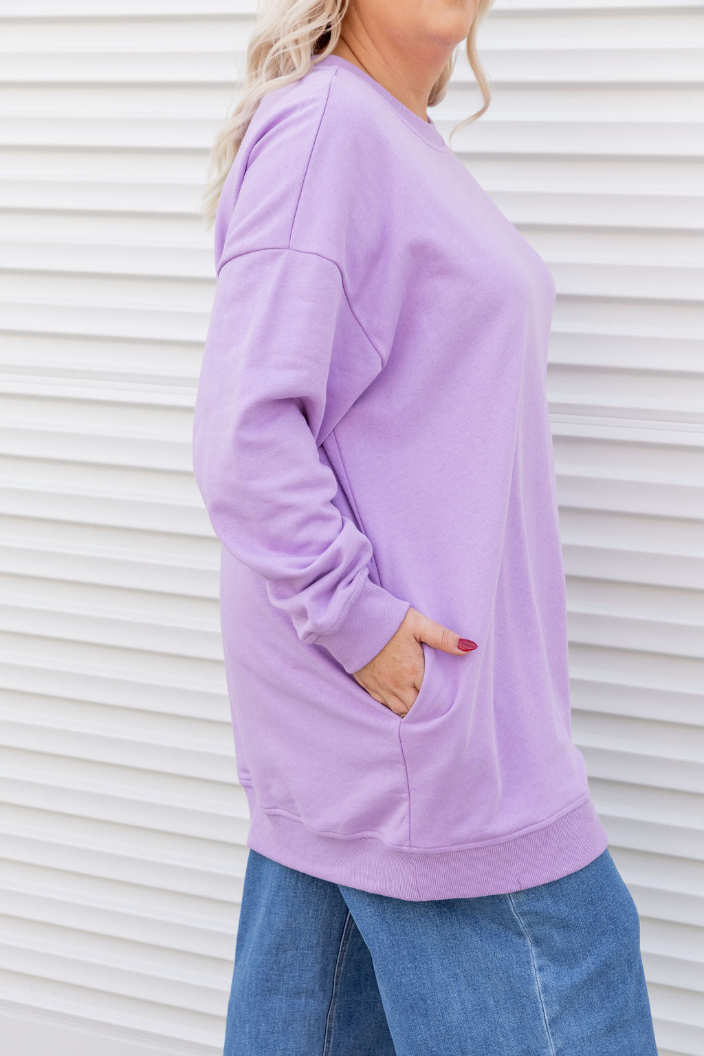 Evan Longline Sweatshirt in Good Vibes Lilac