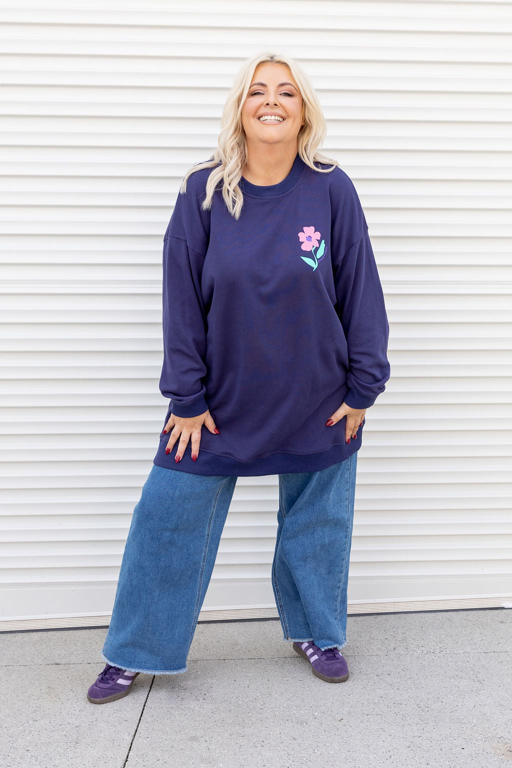 Evan Longline Sweatshirt in Kindness Navy