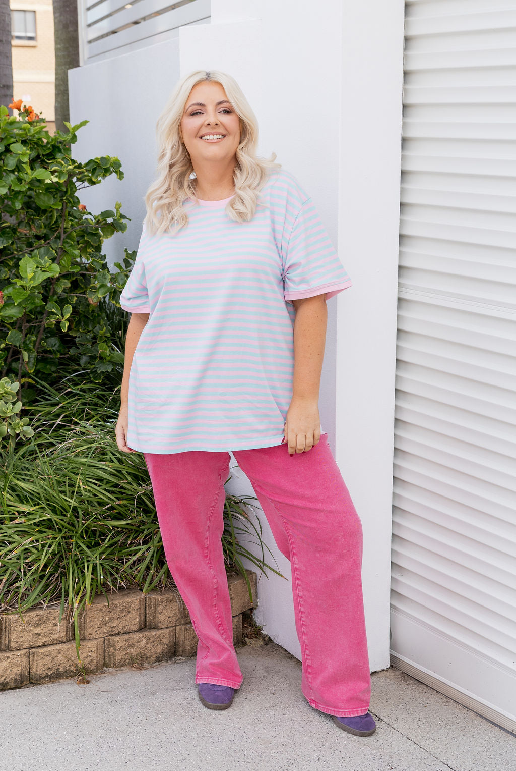 Striped Tee in Blue/Lilac