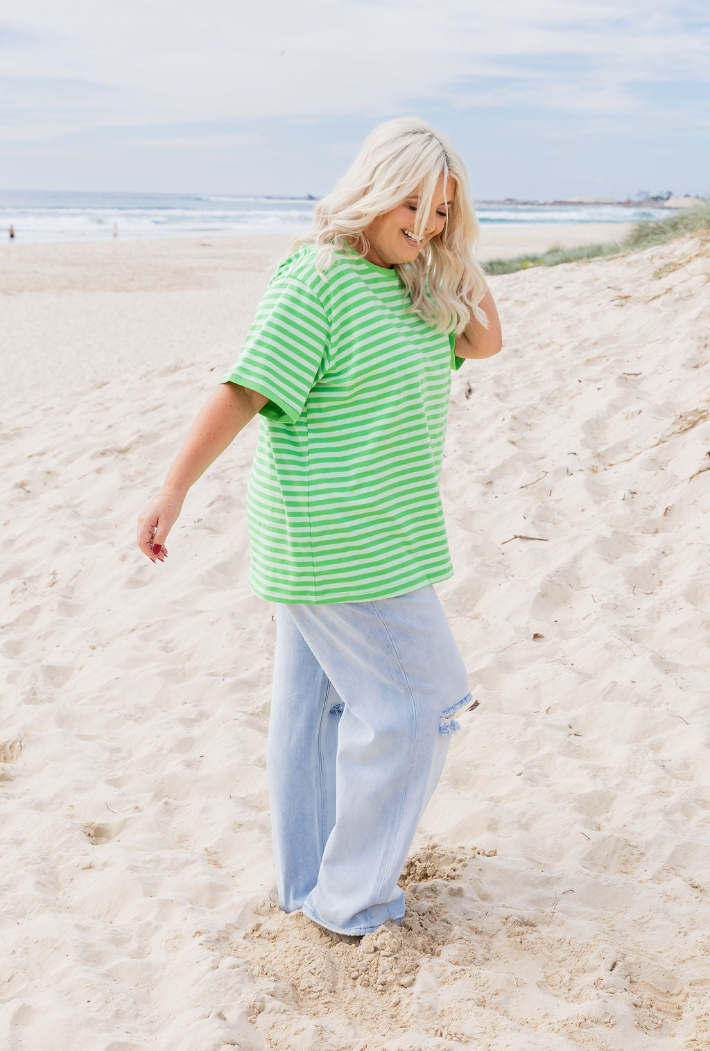 Striped Tee in Green/Light Green