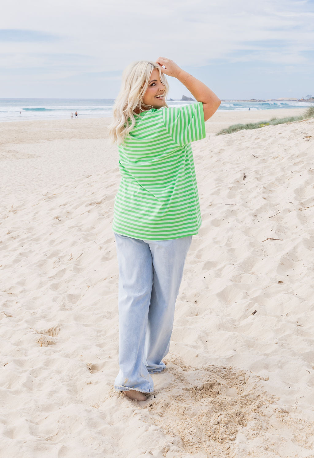 Striped Tee in Green/Light Green