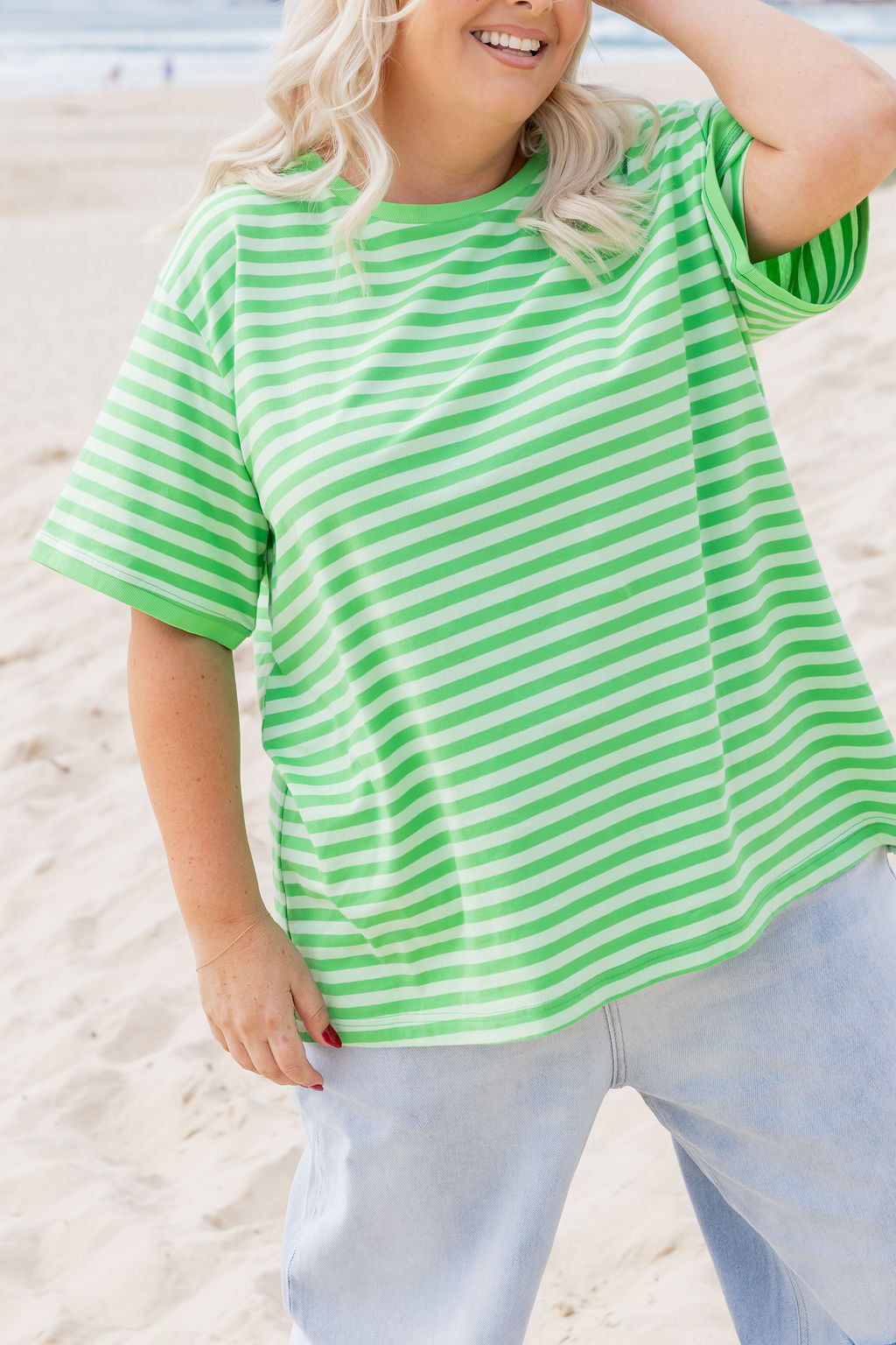 Striped Tee in Green/Light Green