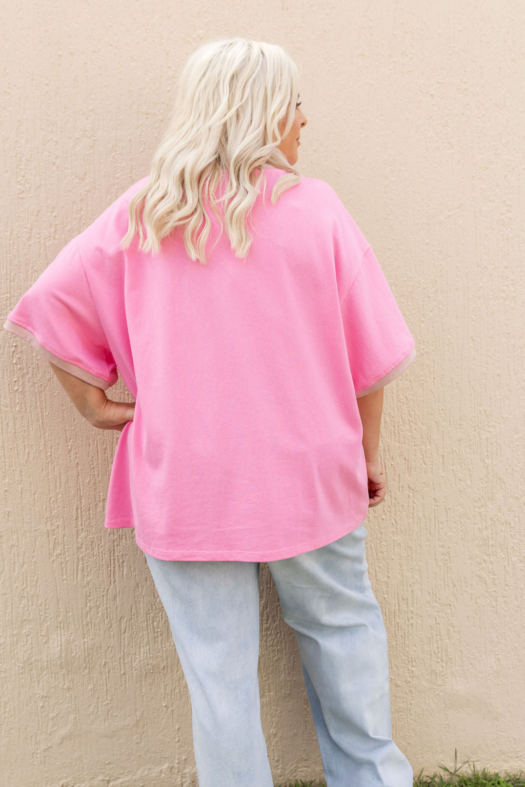 Nikita Heavyweight Cotton Tee in Barbie/Blush Contrast