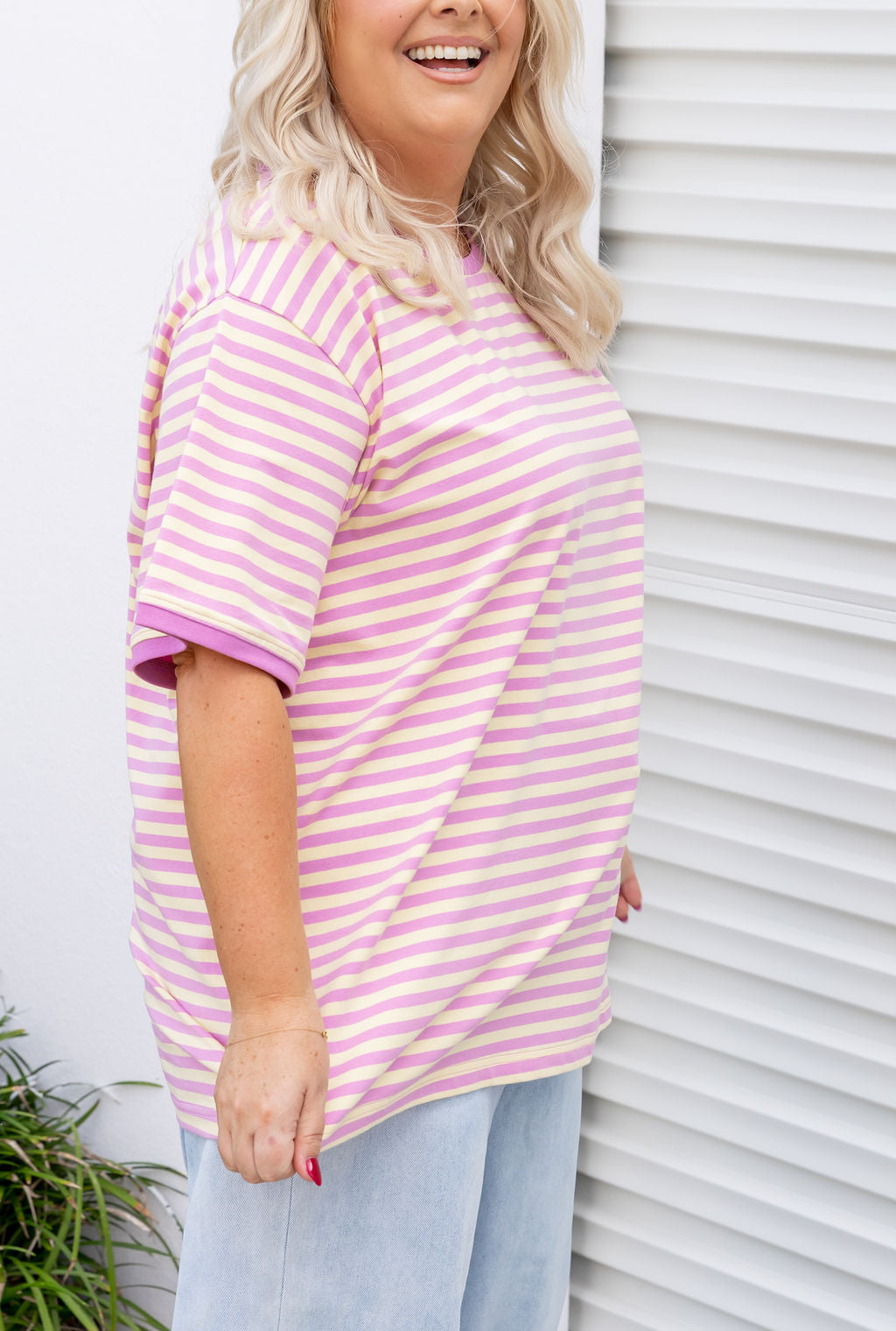 Striped Tee in Pink/Yellow