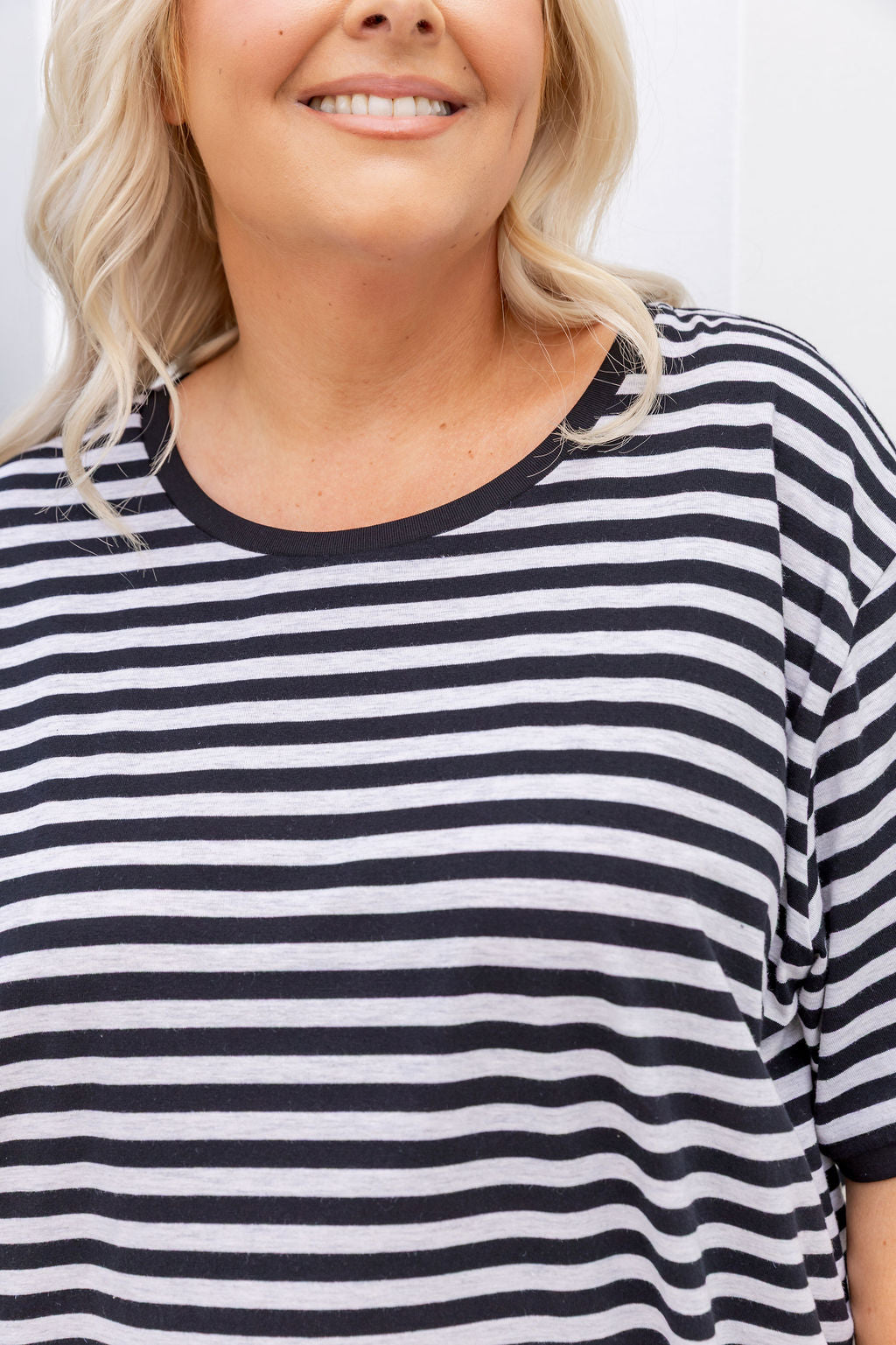 Striped Tee in Black/Grey Marl