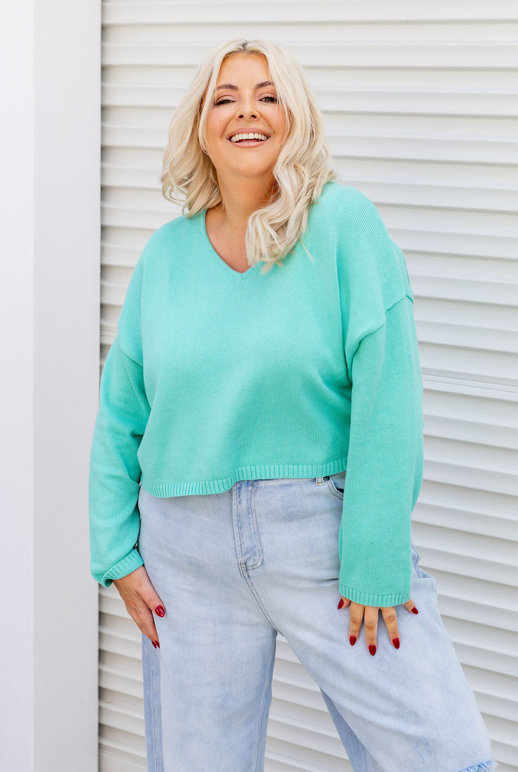 Blakely Crop Knit in Aqua