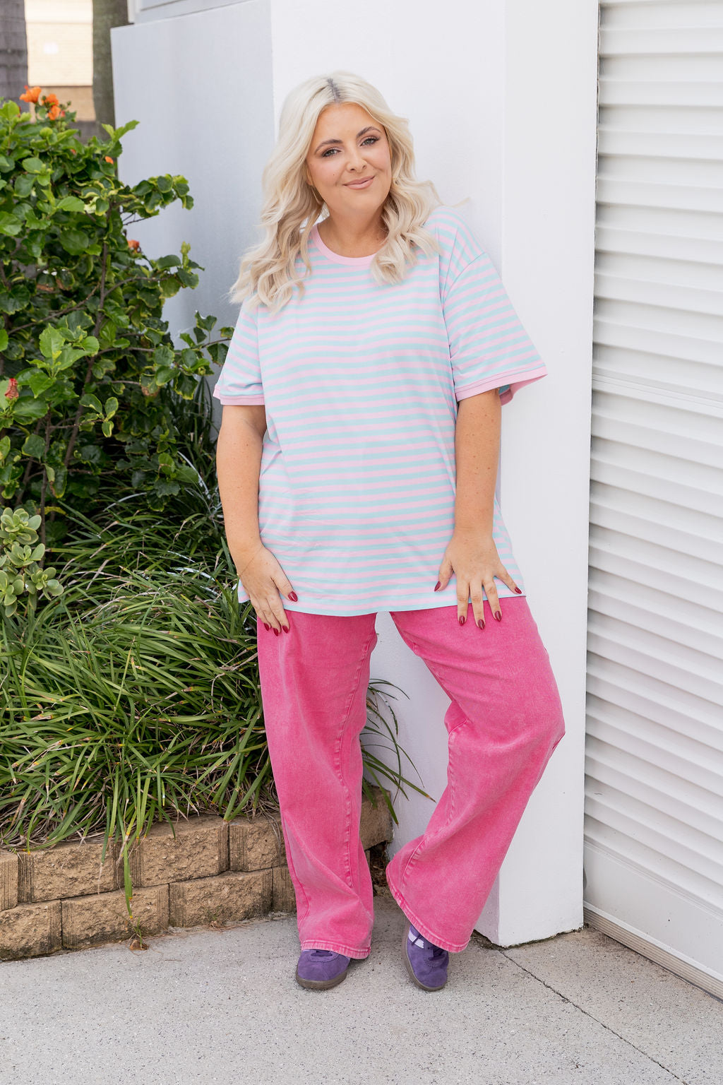 Striped Tee in Blue/Lilac