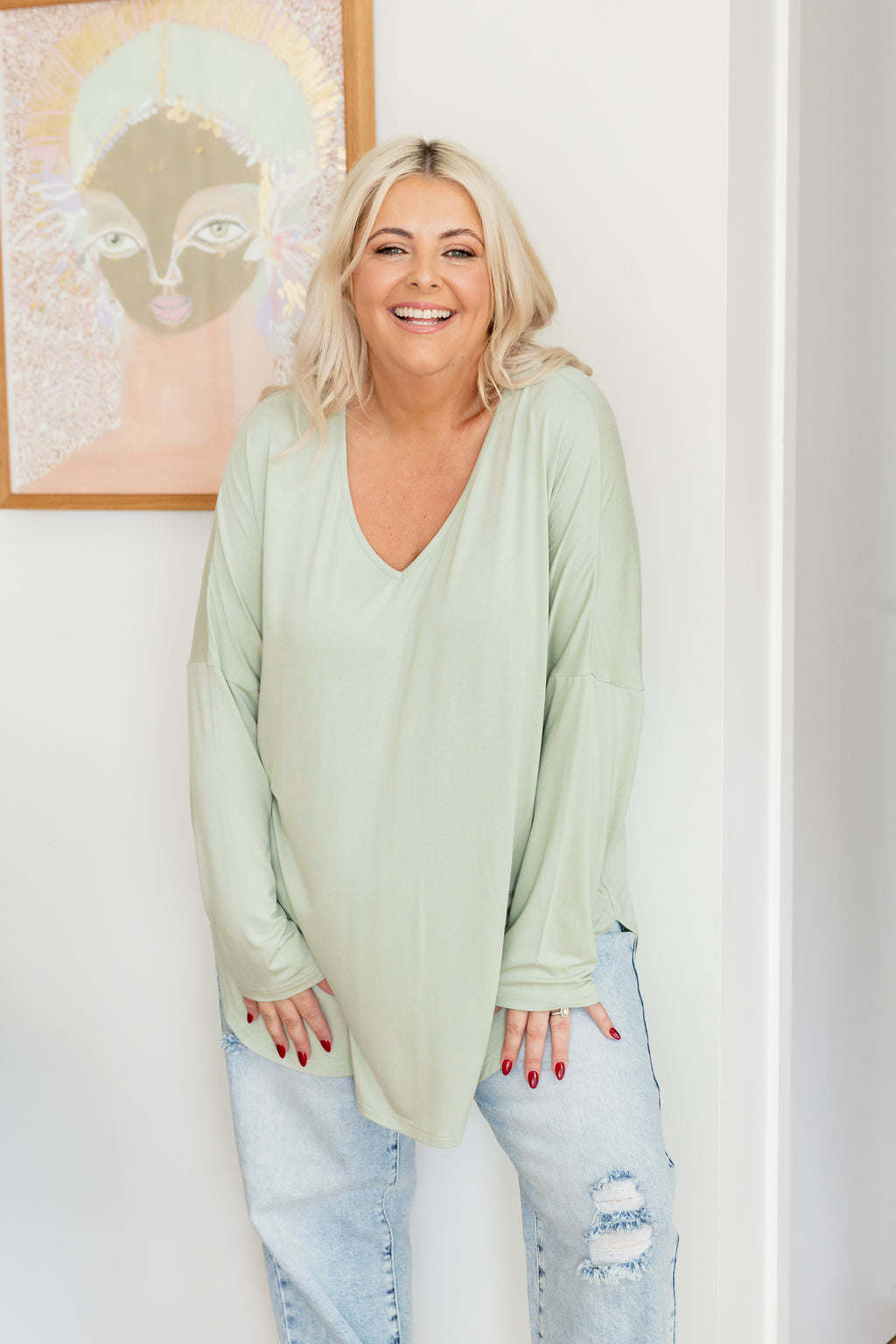 Jasper Jersey Top in Sage
