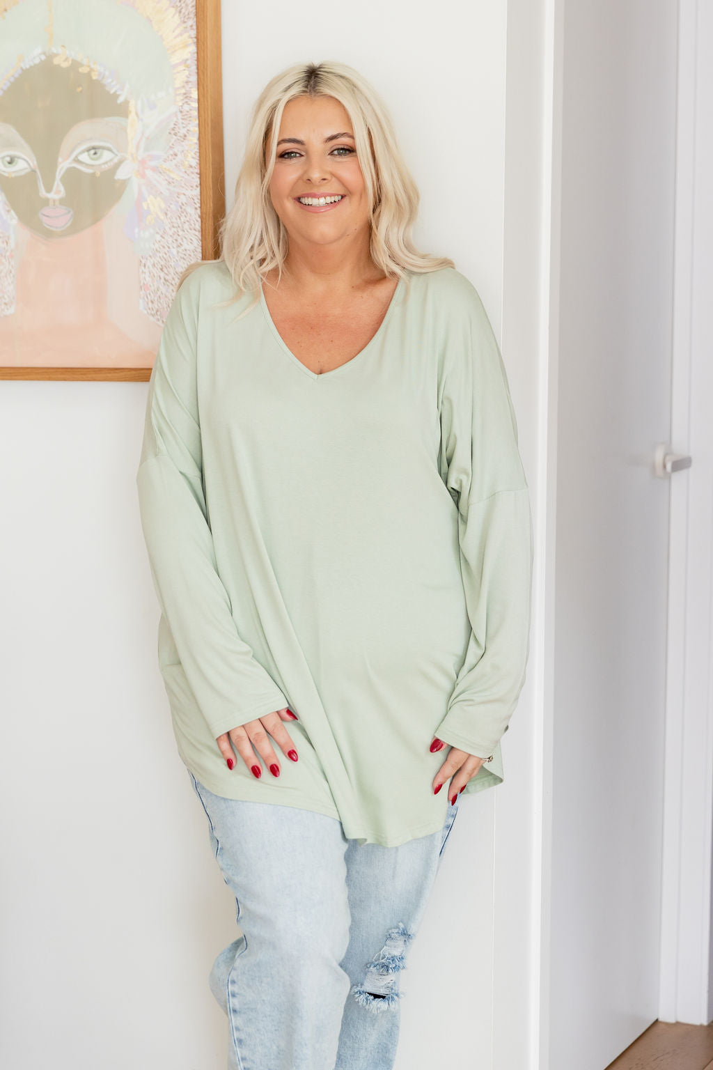 Jasper Jersey Top in Sage
