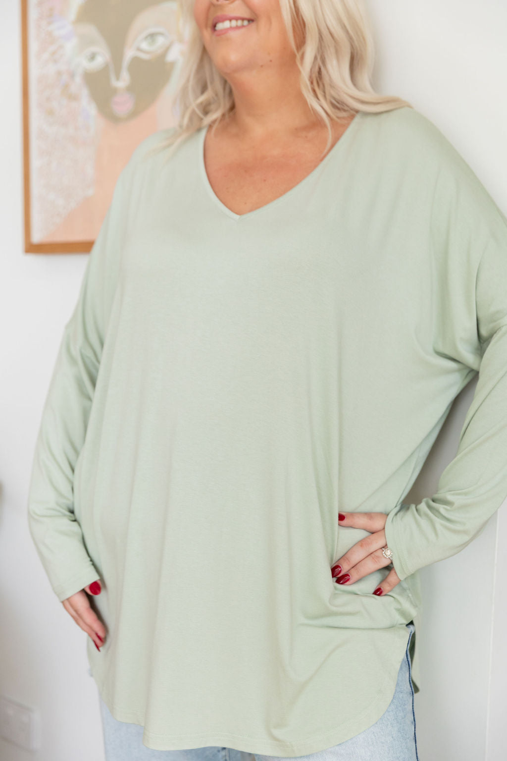 Jasper Jersey Top in Sage