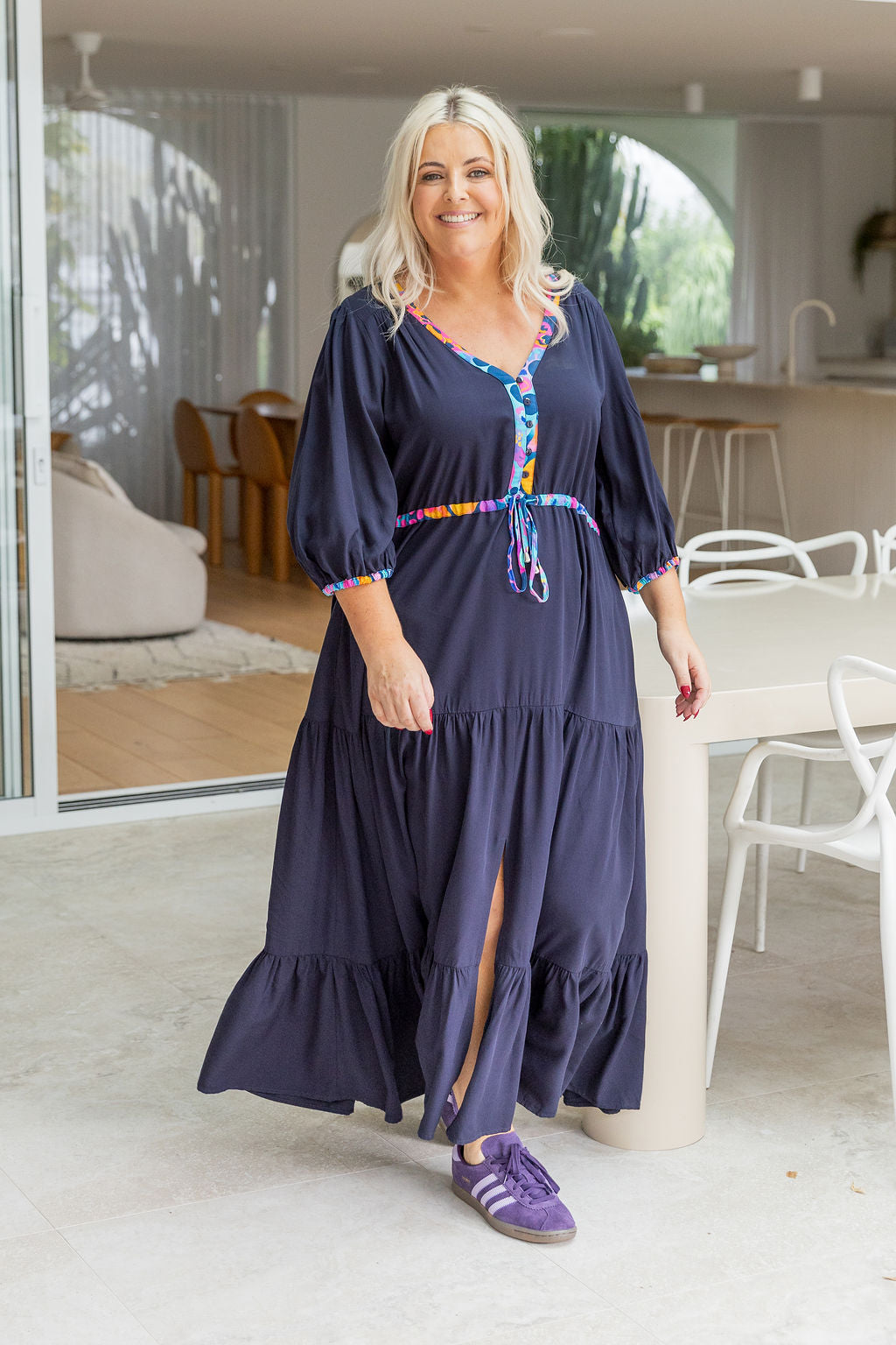 Billie Contrast Dress in Navy/Remix by Kasey Rainbow