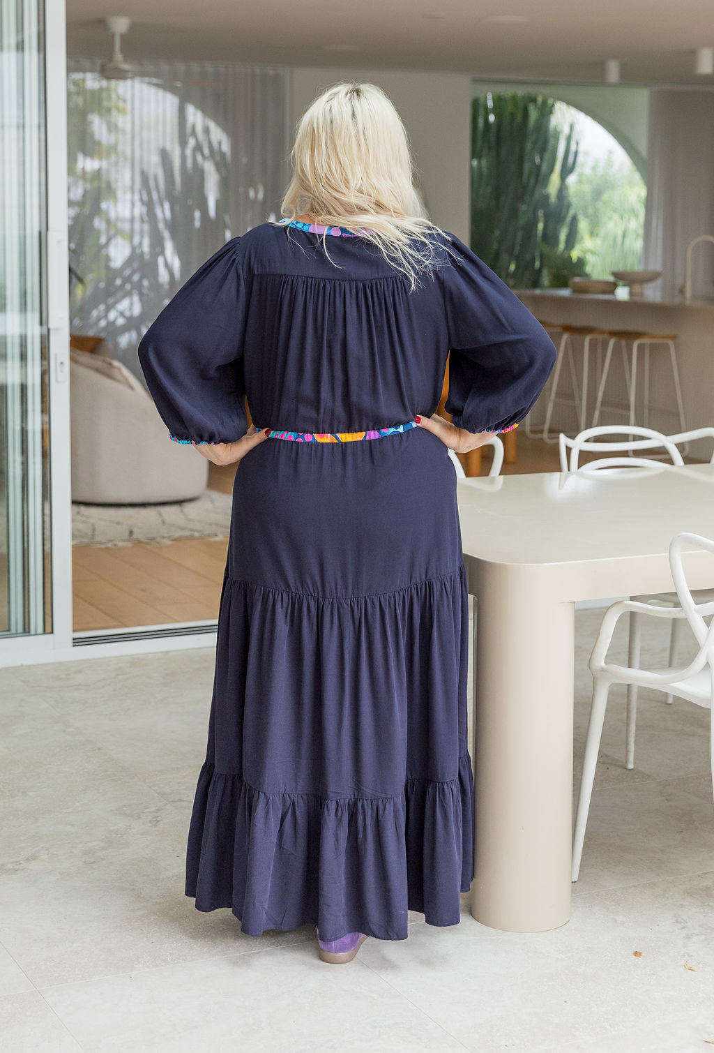 Billie Contrast Dress in Navy/Remix by Kasey Rainbow