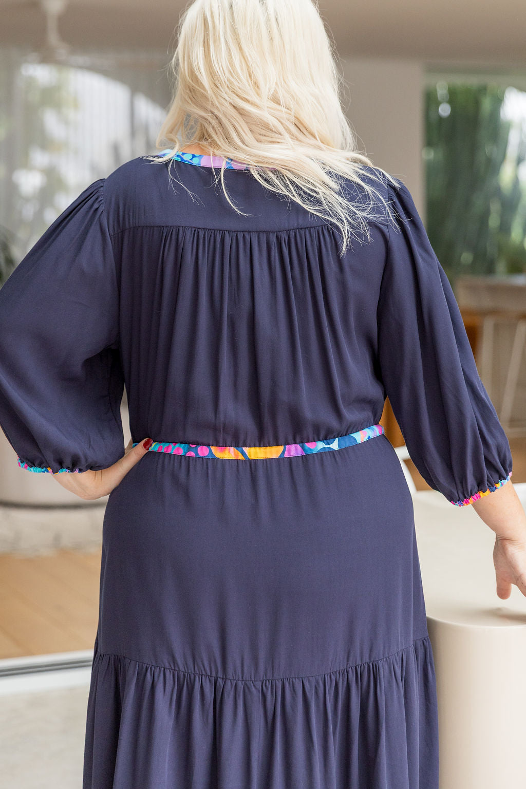 Billie Contrast Dress in Navy/Remix by Kasey Rainbow