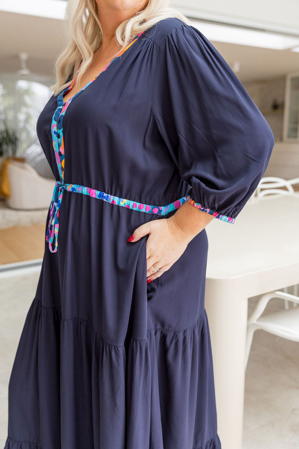 Billie Contrast Dress in Navy/Remix by Kasey Rainbow